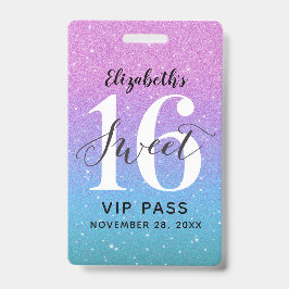 パープルオンブレグリッター スイート16 バースデー VIP バッジ