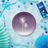 パープルオンブレパームツリーズビーチ ペーパープレート (パーティー)