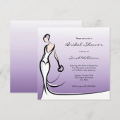 パープルオンブレ ブライダルシャワー 招待状 (正面/裏面)