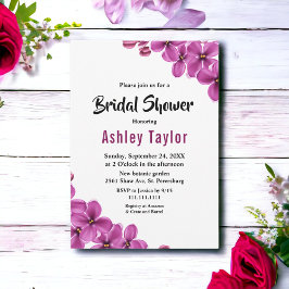 パープルオーキエレガントッドフラワーフローラブライダルシャワー 招待状