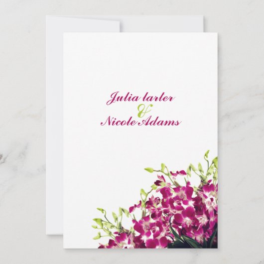 パープルオーキズフローラ植物枝結婚ズ 招待状 (裏面)