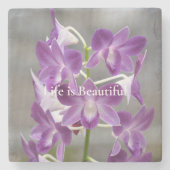 パープルオーキッズカウアイハワイ ストーンコースター (正面)