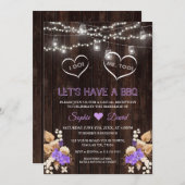 パープルオーキッズパンパスグラスルナリアバーンI DO BBQ 招待状 (正面/裏面)