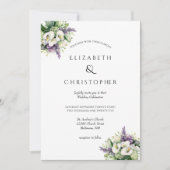 パープルオーキッズホワイトカラリリー結婚ズフローラ 招待状 (正面)