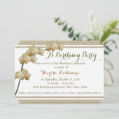 パープルオーキッドとストライプ誕生日 招待状 (スタンド正面)