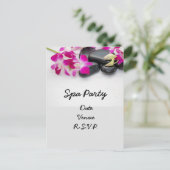 パープルオーキッドとホットストーンスパパーティの招待状 ポストカード (スタンド正面)