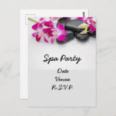 パープルオーキッドとホットストーンスパパーティの招待状 ポストカード (正面/裏面)