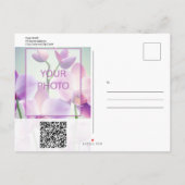 パープルオーキッドの花の結婚式のSave the Dateポストカード 案内ポストカード (裏面)