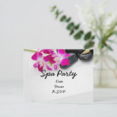 パープルオーキッドウィズホットストーンスパパーティの招待状 ポストカード (スタンド正面)