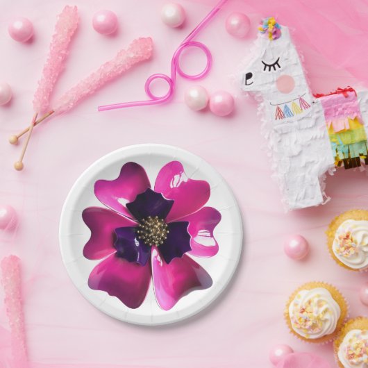 パープルオーキッドエキゾチック花サマー庭園の結婚式 ペーパープレート (パーティー)