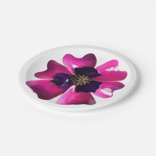 パープルオーキッドエキゾチック花サマー庭園の結婚式 ペーパープレート (アングル)