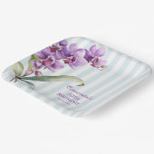 パープルオーキッドグリーンストライプフローラ30th誕生日 ペーパープレート (傾斜あり)