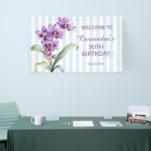 パープルオーキッドグリーンストライプフローラ30th誕生日 横断幕 (トレードショー)