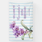 パープルオーキッドグリーンストライプフローラ30th誕生日 横断幕 (縦)