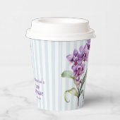 パープルオーキッドグリーンストライプフローラ30th誕生日 紙コップ (右)