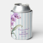 パープルオーキッドグリーンストライプフローラ30th誕生日 缶クーラー (缶正面)