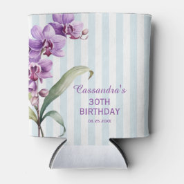 パープルオーキッドグリーンストライプフローラ30th誕生日 缶クーラー