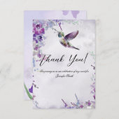 パープルオーキッドハミングバード感謝カード サンキューカード (正面/裏面)