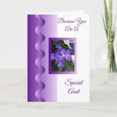 パープルオーキッドパーソナライズされた叔母誕生日 カード (正面)