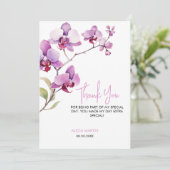 パープルオーキッドフラワーブロッサム誕生日ありがとう サンキューカード (スタンド正面)