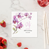 パープルオーキッドフラワーブロッサム60誕生日 スタンダードカクテルナプキン (インサイチュ)