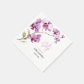 パープルオーキッドフラワーブロッサム60誕生日 スタンダードカクテルナプキン (角)