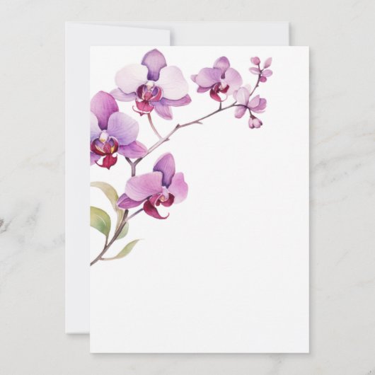 パープルオーキッドフラワーブロッサム60誕生日 招待状 (裏面)