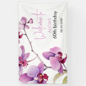 パープルオーキッドフラワーブロッサム60誕生日 横断幕 (縦)