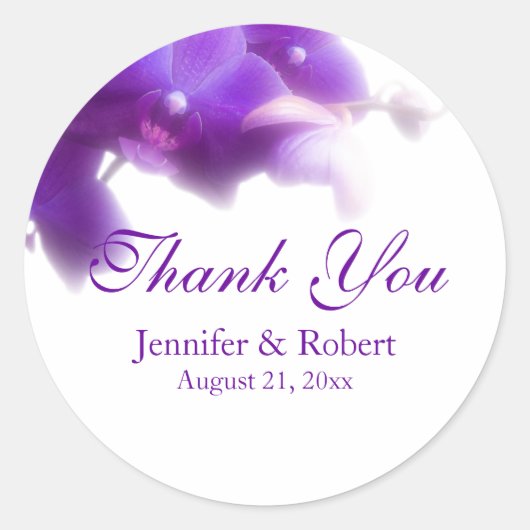 パープルオーキッド感謝ステッカー ラウンドシール (正面)