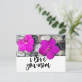 パープルオーキッド私はママのためにママを愛している ポストカード (スタンド正面)