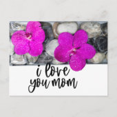 パープルオーキッド私はママのためにママを愛している ポストカード (正面)