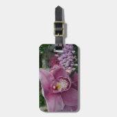 パープルオーキッド&ガーデンカラフルフローラ ラゲッジタグ (正面縦)