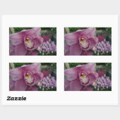 パープルオーキッド&ガーデンカラフルフローラ 長方形シール (シート)