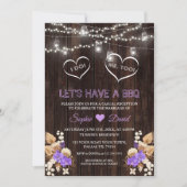 パープルオーキッド パンパスグラス ルナリア バーン 私たちも BBQ 招待状 (正面)