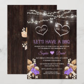 パープルオーキッド パンパスグラス ルナリア バーン 私たちも BBQ 招待状 (正面/裏面)