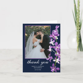 パープルオーキッド、モダンエレガントな結婚式のお礼状C サンキューカード