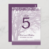 パープルオークツリー秋の結婚式テーブル番号 ポストカード (正面/裏面)