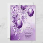 パープルオーナメントクリスマスパーティー 招待状 (正面)