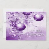 パープルオーナメントクリスマスホリデーカード シーズンカード (正面)