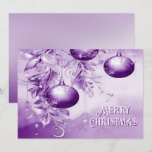 パープルオーナメントクリスマスホリデーカード
