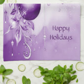 パープルオーナメントクリスマスホリデーキッチンタオル キッチンタオル (折り畳み)