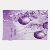 パープルオーナメントクリスマスホリデーキッチンタオル キッチンタオル (横)