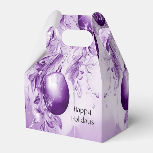 パープルオーナメントクリスマスホリデーギフトボックス フェイバーボックス (正面サイド)