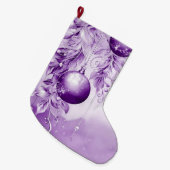 パープルオーナメントクリスマスホリデーストッキング ラージクリスマスストッキング (正面 (吊り時))