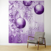 パープルオーナメントクリスマスホリデーバックドロップ タペストリー (インサイチュ)