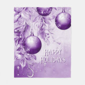 パープルオーナメントクリスマスホリデーフリースブランケット フリースブランケット (正面)