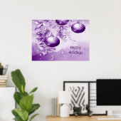 パープルオーナメントクリスマスホリデーポスター ポスター (ホームオフィス)