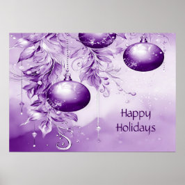 パープルオーナメントクリスマスホリデーポスター ポスター