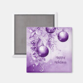 パープルオーナメントクリスマスホリデーマグネット マグネット (正面/裏面)