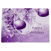 パープルオーナメントクリスマスホリデー抱き枕 ラージペーパーバッグ (正面)